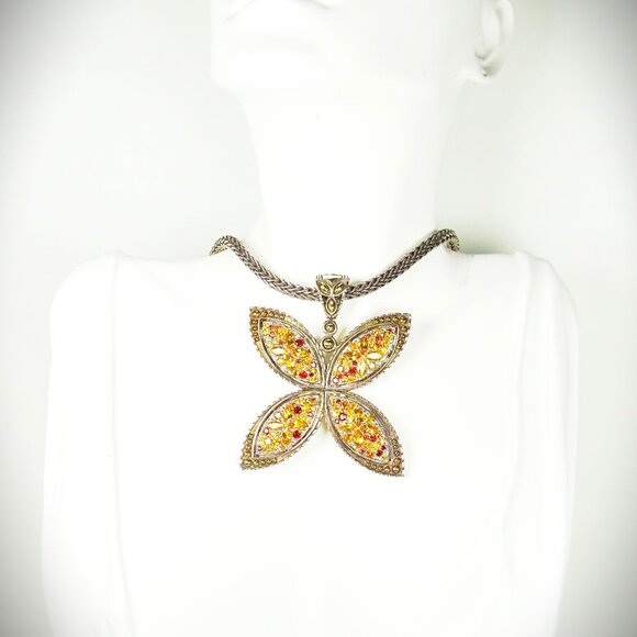 JOHN HARDY Citrine & Garnet Batu Kawung Pendant & Chain Necklace - Picture 7 of 11